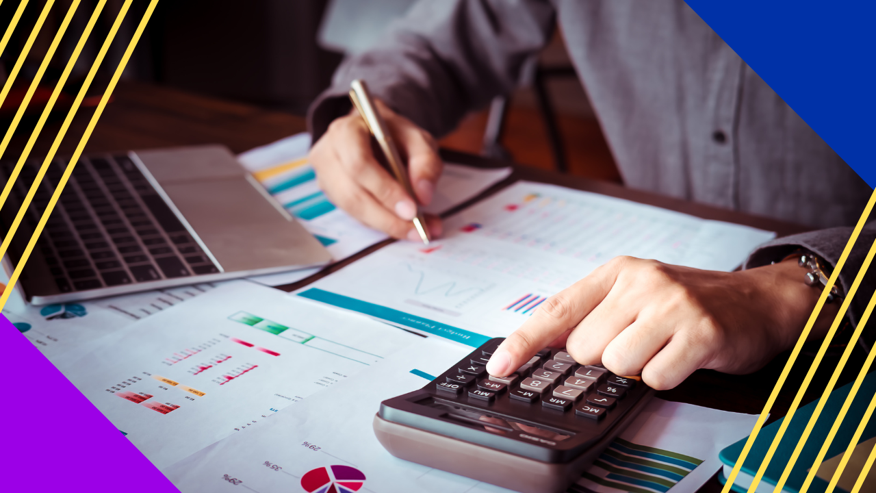 asian man working with calculator to calculate numbers, expenses calculator, payments costs with paper notes, payments table